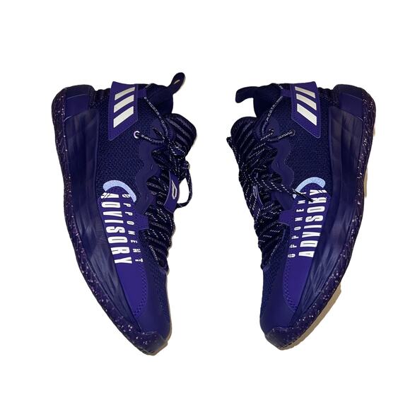 Adidas Mens Dame 7 EXTPLY Sneakers Basketball Shoes Purple & White Size 8.5 main image 8